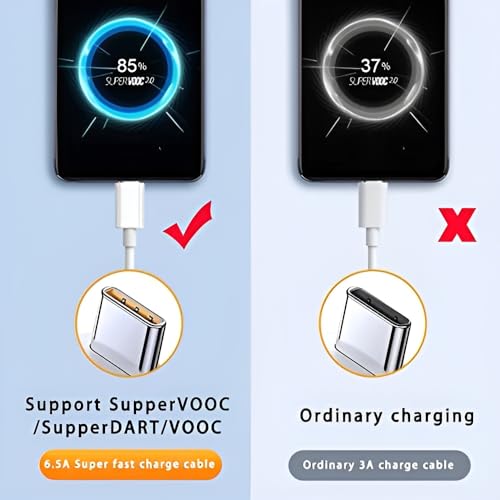 Image of XYKOS Realme 100W Supervooc Usb Type C Charging Data Cable For Realme 12 Pro Plus /11 Pro Plus /11 /10 /9 Pro /Narzo 70 /60 Pro /60 /50 /50 Pro /30,Support 65W Superdart And 33W Dart Quick Charge,White