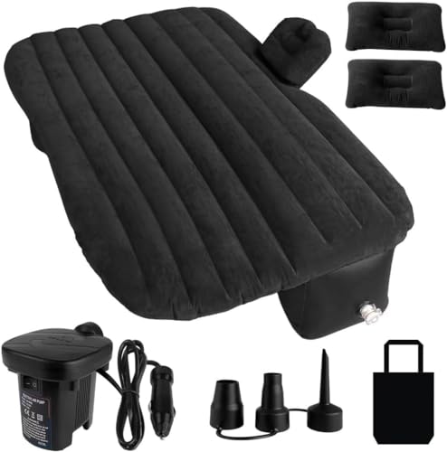 Image of LEOPAX Fabric Car Bed Air Sofa With Two Inflatable Pillow For Car Fits Most Car Models Suv,Mpv,Truck,Minivan - Black, Full