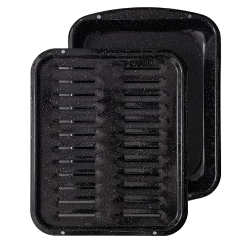 Comparison: Best Broiler Pan For Oven 8 Broiler Pan for Oven Nonstick Porcelain Enamel Coated - W 12. 62" X L 16.75" GE WB48X10056 Replacement for Oven With Rack Withstands High Temperatures - Circulates Heat Evenly and Drains Fat