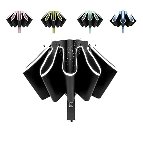 BAODINI UPF 50+ UV parasol chroniący przed słońcem, odwrócony, kompaktowy parasol na deszcz, automatyczny, odwrócony, wiatroszczelny parasol (2-czarny)