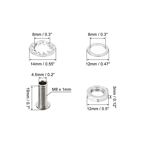 PATIKIL M8x19mm Round Head Hollow Screw Bolts, 4 in 1 / 40Pieces Through Hole Bolt Chandelier Fasteners with Hex Nut and Gasket - Image 2