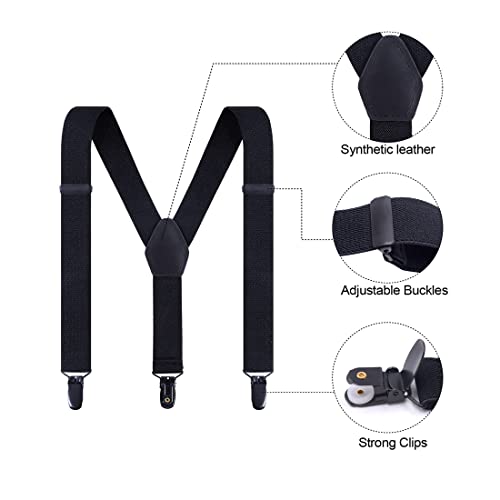 Pretishows Kids Suspenders And Bow Tie Set Black Adjustable Trendy Suspender For Boys #TOP4