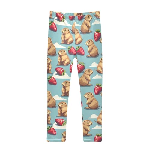 Squirrel Strawberry Girls Leggings Athletic Pants Tights Stretch Bottom