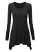 Lock and Love LL WT953 Womens Round Neck Long Sleeve Rib Trapeze Tunic Top XXL Black