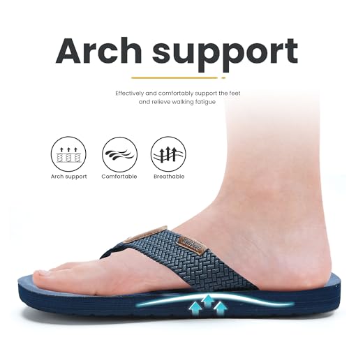 Mens Flip Flops-Waterproof Arch Support Thongs Sandals-Comfortable Indoor and Outdoor Slides Summer Beach Slip on Slippers3