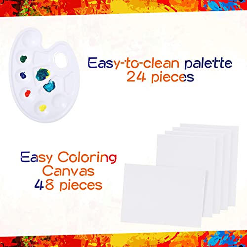 240 Pcs Art Painting Kits Artist Paint Supplies Includes 144 Craft Brushes Bulk 48 White Canvas 24 Easel Stand 24 Plastic Palettes Acrylic Paint Kit For Kids Adults Student Watercolor Canvas Painting #TOP1