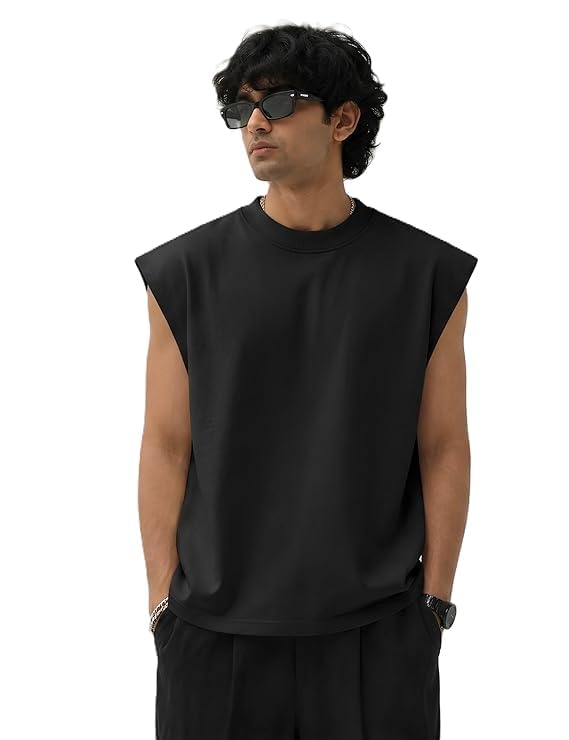 Men's Sleeveless Tank Top Premium Cotton Blend Muscle Fit Gym Vest for Men | Round Neck Workout Tank | Casual Summer Sleeveless T-Shirt-image-46