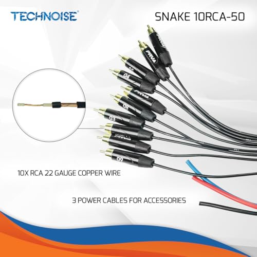 Image of PRV AUDIO Snake 10RCA-50 Car Audio 50 Ft Medusa Cable 10 RCA Channels + 3 Power