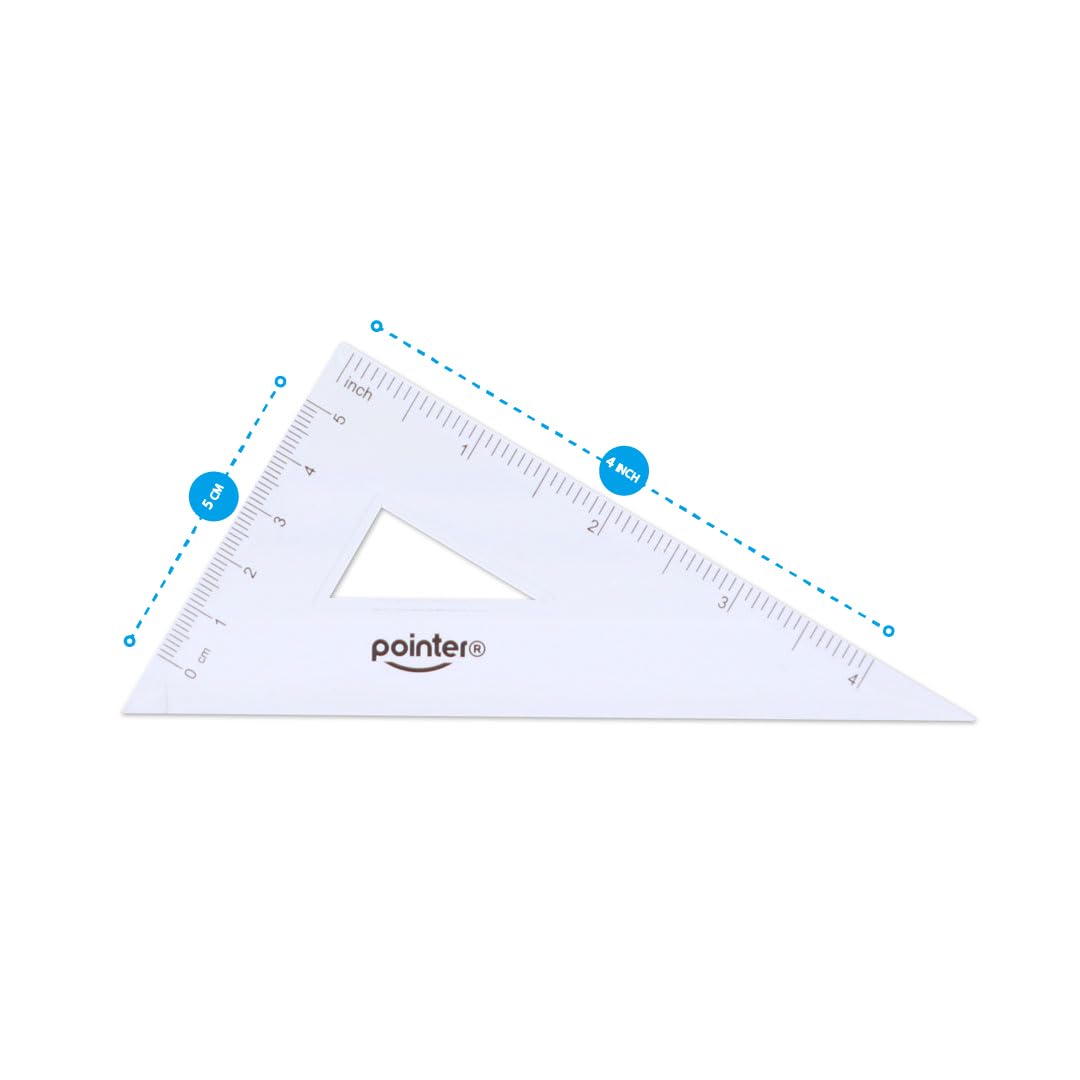 Pointer Mathematik-Set, 7-teilig, Geometrie-Set, inklusive Kompass, Lineal, Winkelmesser und mehr, 1 zufällige Farbe von 3, Schulanfangs-Geometrie-Set für Schüler