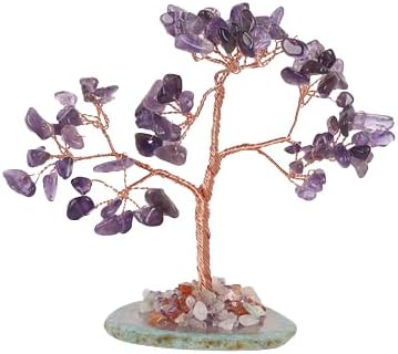 LGDSY Árbol de cuarzo de cristal natural de 7 chakras curativo Feng Shui, árbol de la suerte para el hogar y la oficina (morado)