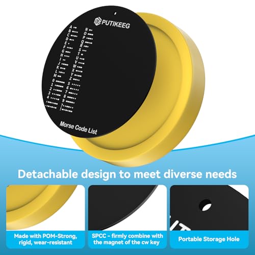 Image of PUTIKEEG Morse Code Round Table Key morse code List Learning Shortwave Radio (Yellow)