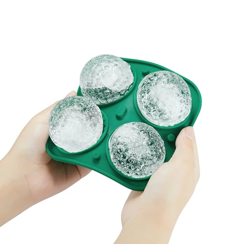Image of ACOOKEE Novelty Golf Gifts Ball Ice Maker Mold, 2.2 inch Large Sphere Round Ice Cube Mold for Cocktails, Whiskey, Bourbon, Fun Shapes Big Whiskey Ice Cube Mold Gifts