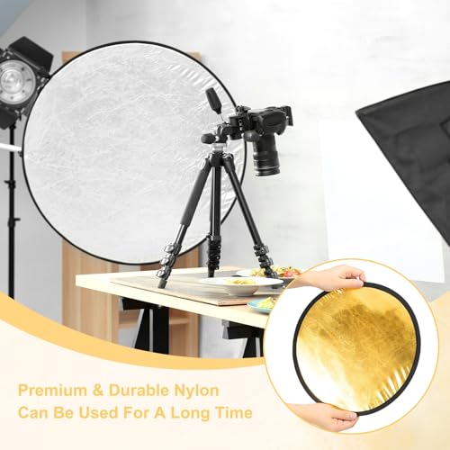 Diffuseur lumière photographie PATIKIL 24" multi-disc pliable or argent studio - 5