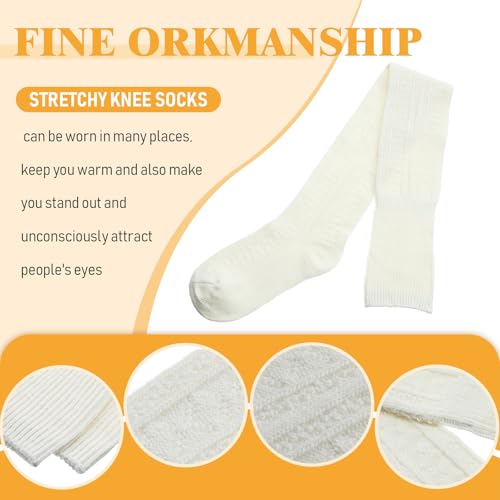 SATINIOR 4 Pairs Thigh High Socks for Women Knit Leg Warmers Long Over the Knee Soft Material Socks2
