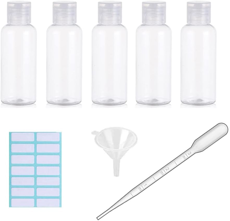 SKYPRO 5pcs Clear Plastic Empty Travel Bottles with Flip