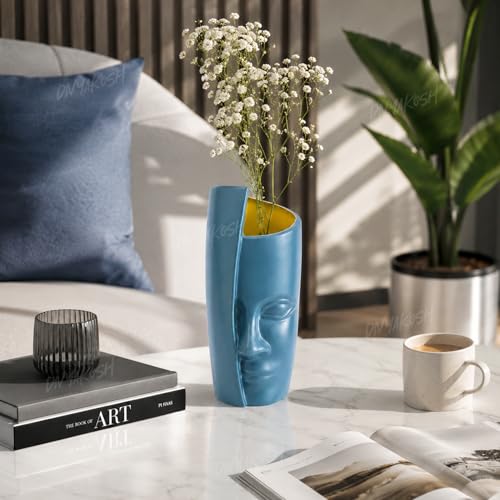 Image of Divyakosh Flower Vase Show Pieces for Home Decor Living Room Gifts Empty Plastic Vase's Decorative Modern Face Pot Decorative Items for Living Room| 31 cm (Vase only)