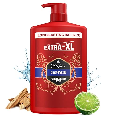 Old Spice Captain 3-in-1 Duschgel & Shampoo für Männer, 1L, langanhaltender, frischer Duft in Parfümqualität für Haare-Gesicht-Körper