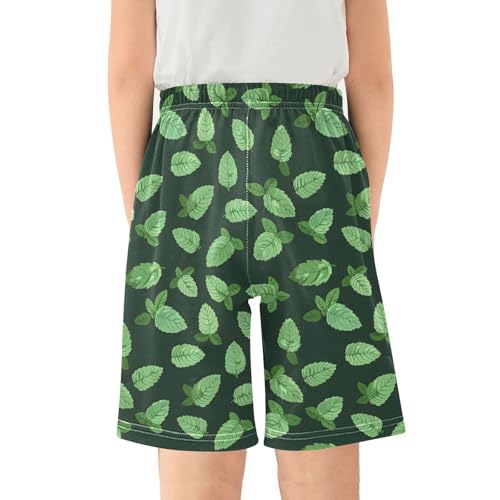 Mint Sleep Shorts Summer Pajama Shorts Elastic Waist Sleep Bottoms with Pockets 6-14 Years2