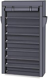 Hommdiy 9 Tiers Shoe Rack with Dustproof Cover Closet Shoe Storage Cabinet Organizer Gray