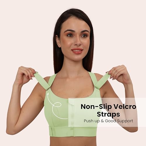 Image of GLAMORAS Women Poly Spandex Padded High Impact Front Zip Compression Sports Bra Criss Cross Back Adjustable Velcro Strap at Band & Shoulder for Gym, Yoga, Running, Fitness & Workout - Size: M-4XL