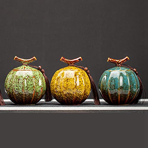 Pojemnik na herbatę. Ceramiczny słój na herbatę, herbata w stylu dyni ceramiczna beczka na herbatę czarna herbata uszczelniony zbiornik zbiornik do przechowywania herbata Puer ceramiczna hermetyczna(U