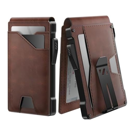 typecase Tactical Wallet for Men Card Holder: Pop Up Card Case, Genuine Leather, Smart, RFID Blocking, Slim, Minimalist, Thin, Front Pocket - 9-13 Card Capacitiy, ID Window, Money Clip (Brown)