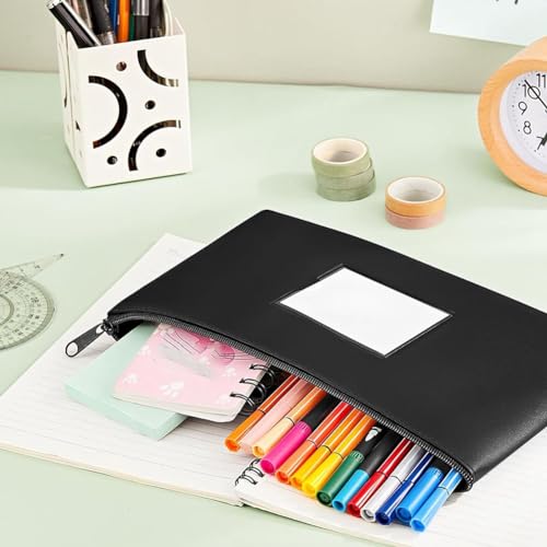 Bank Deposit Money Bags with Zipper, PU Bags Cash Wallet Pouches with Label, for Coins, 5-Pack B2