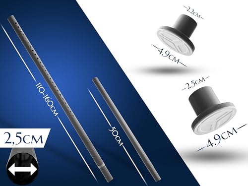 MEISENBERG Gardinenstange ohne Bohren 160-210cm, Grau, Ø25mm - Klemmstange – Ansicht 2