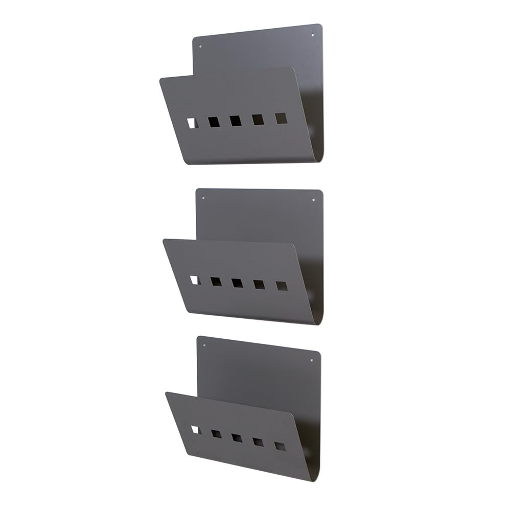 Rocada - Revistero de Pared, Organizador de Revistas o Documentos, Pack de 3, Revistero de Metal, Medidas 27 x 30 x 13 cm