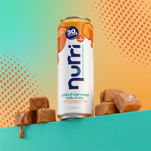 Image of Nurri - 30g Protein Ultra Filtered Milk Shake - Salted Caramel - Lactose Free, Low Sugar, 150 Calories, 10 Vitamins and Minerals - 11 fl oz, 10 Cans