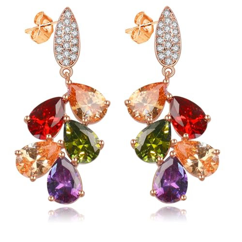 Earring for Women, Classic Multi Gemstones Silver Plated Earring with