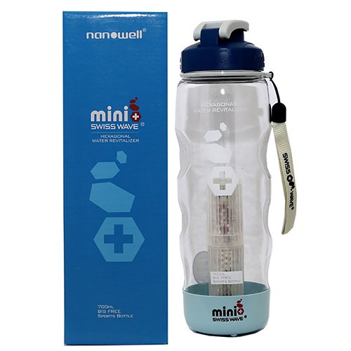 nanowell® - SwissWave® Portable Mini Hexagonal Water Maker | 700ml BPA & BIS Free Sports Bottle with Mineral Cube