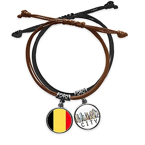 Bracelet drapeau Belgique de haute qualité en cuir véritable Sidi