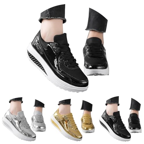 Womens Wedge Sneakers Lace Up Chunky Walking Shoes Non Slip Cushion Sneakers Lightweight Breathable Mesh Platform Sneakers3