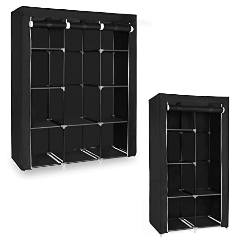 Songmics 34-Inch Closet Organizer And 51-Inch Closet Organizer Bundle, Pair Of Portable Closets With Shelves And Hanging Rods, Easy To Assemble, Black Uryg84Bk And Uryg93Bk #TOP8