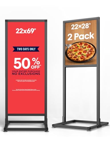Image of GUOHONG 2Pack Sign Holder Floor Stand, 2-In-1 Dual Size Poster Stand