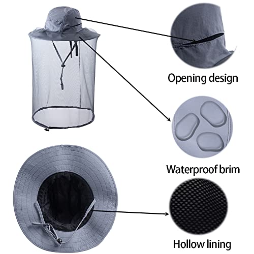 Head net hat Beekeeping Beekeeper bee Veil hat Hunting Netting mesh Hood Cap bee Keeper Catcher Halloween Costume Dark Grey - Image 5