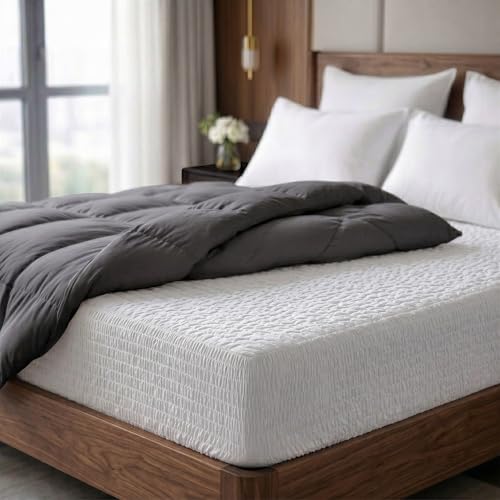 Image of PAULATO BY GA.I.CO Queen Waterproof Mattress Protector - Fitted Sheet Style Mattress Cover, Noiseless & Cooling, Deep Pocket 19 inch, Washable Polyester (Queen)