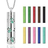 ELNX Ätherisches Öl Kette | Aromatherapie Halskette Diffusor Anhänger aus Edelstahl mit 10 Farbigem Filzpads Schmuck Geschenk für Damen und Herren (02)