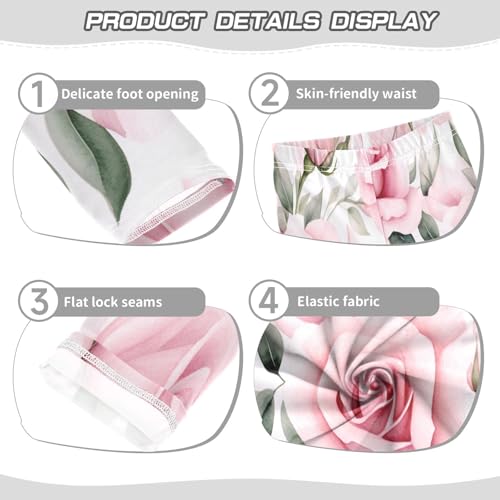 Toddler Girls Leggings Printed Yoga Pants Leggings Bloom Pink Rose for Kids3