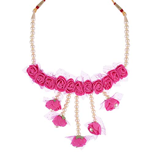 Efulgenz Indian Flower Jewelry Set For Haldi Mehandi Baby Shower Wedding Women Girls (Pink) #TOP5