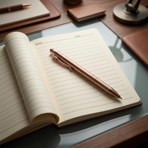 Image of A5 Premium Leatherette Diary Notebook with Metal Pen, Ruled Journal for Office Meetings, Daily Planner, Business Notebook, Writing Journal, Work Organizer, Executive Notebook for Men & Women