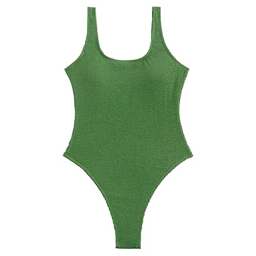 Bas de maillot taille haute et brassière intégrée taille M vert armée