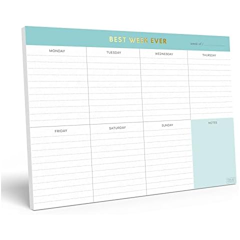 Sweetzer & Orange Weekly To Do List Pad. Minty Gold Weekly Planner Notepad with Daily Planner Agenda Squares. 7x10” Day Planner 2022 2023 - Student Planner, Work Planner and Checklist Note Pad Cover