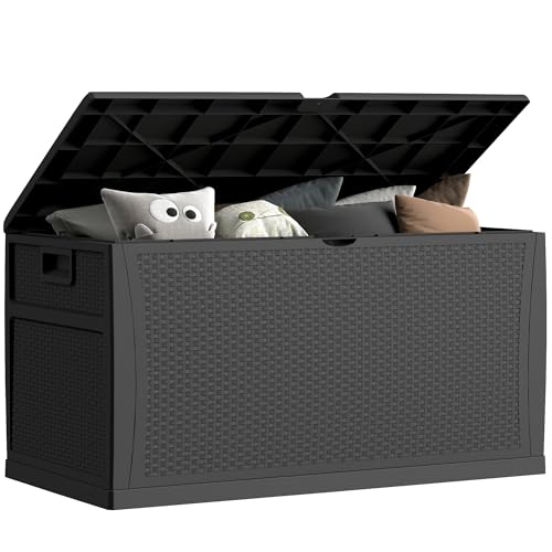 121 gallon outdoor storage box with lockable lid