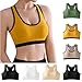 Lmdudan Womens Cotton Racer Back Bra Stretch Pullover Workout Sport Bras Fashion Color Block Seamless Everyday Bras Bralettes