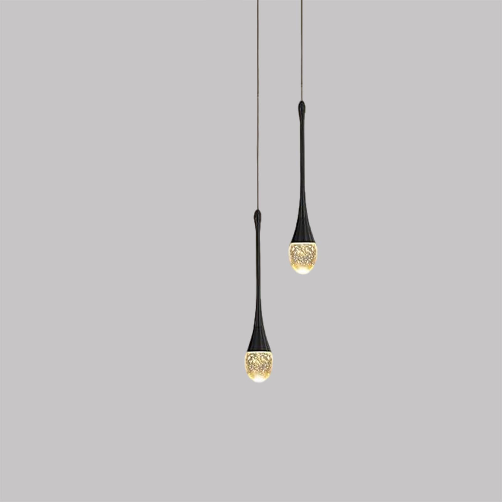 Zenithbeam Black 59''/150Cm Foyer Entrance Crystal Chandeliers Living Room 2-Lights Ceiling Light Staircase Pendant Lights High Ceiling Hanging Crystal Column Chandelier Attic Dimmable Mini Fixture