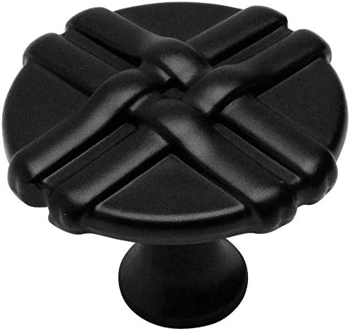 10 Pack - Cosmas 7062FB Flat Black Braided Cabinet Hardware Round Knob - 1-1/4" Diameter
