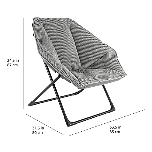 Amazon Basics Hexagon Saucer Shaped Chair With Foldable Metal Frame, Grey, 33.5"D X 31.5"W X 34.3"H #TOP2