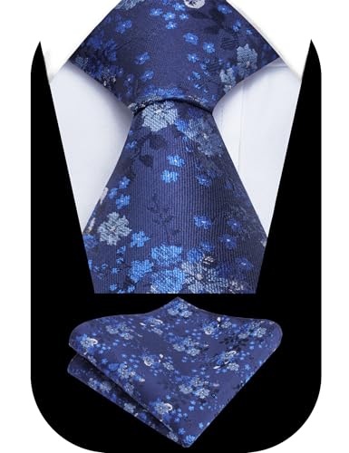 Image of Alizeal Mens 3.15inches Delicate Floral Tie with Small Flower Printed Handkerchief Set